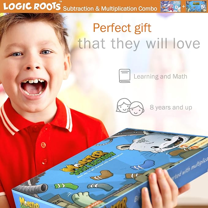 LogicRoots Two Math Games for Kids - Learn Addition, Subtraction and Multiplication Table Educational Games for Kids 5 and up - Best for First Grade and up