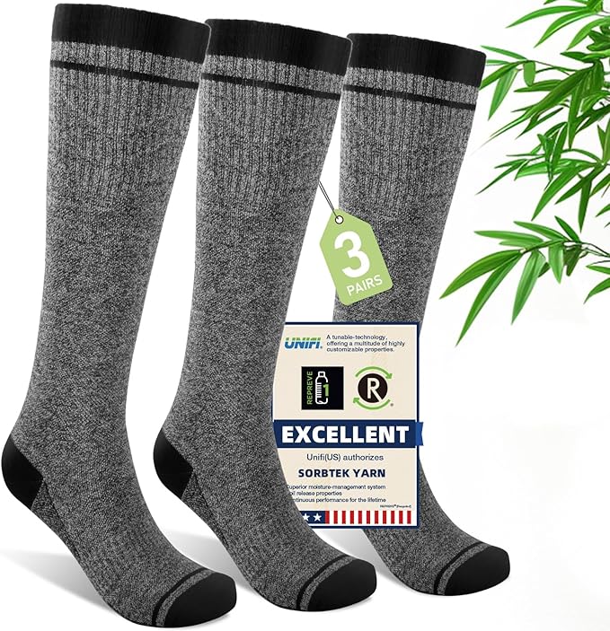 Iambamboo Compression Socks Women & Men, 15-20 mmHg Bamboo Viscose Knee High Soft Support for Flying Travel Daily