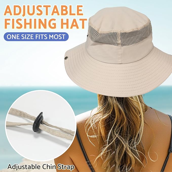 PFFY Sun Bucket Hats for Men Women 3” Wide Brim UPF 50+ Fishing & Beach Hat