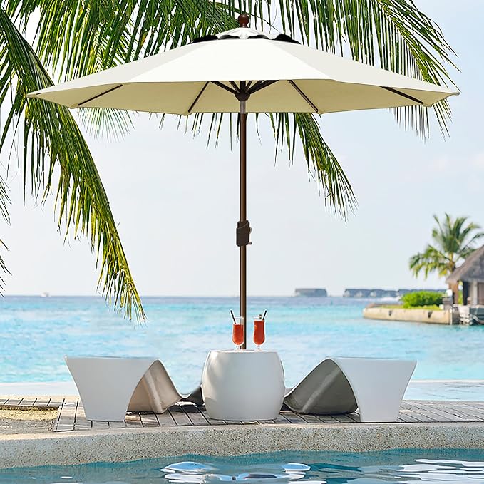 EliteShade USA 10-Year-Non-Fading 9Ft Market Umbrella Patio Umbrella Outdoor Table Umbrella with Ventilation, Natural