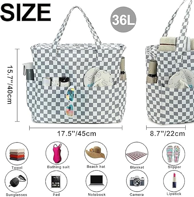 Bluboon Waterproof Beach Tote Pool Bags for Women Ladies Extra Large Carry On Bag With Wet Compartment for Weekender Travel