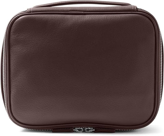 Leatherology Brown Large Travel Organizer - Zipped mesh storage pocket, elastic loops for organization, double metal zipper