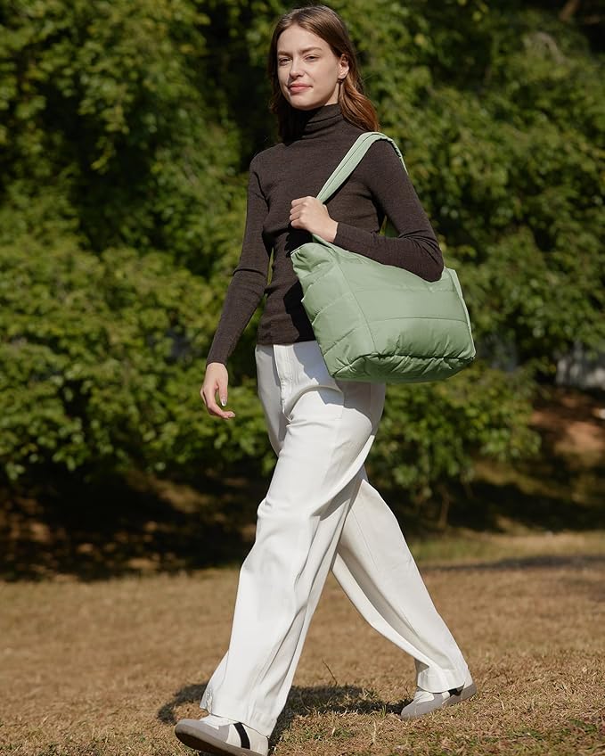 BAGSMART Tote Bag for Women, Lightweight Puffy Tote Bag with Compartments Shoulder Bag Handbag for Travel, Work, Gym