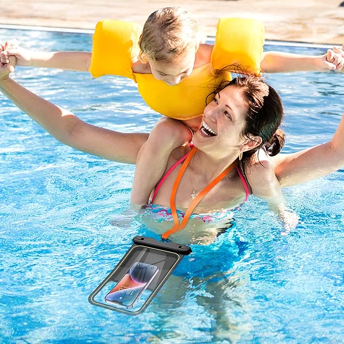 Temdan 2 Pcs Floating Waterproof Phone Pouch,[Up to 10" Large] Universal IPX8 Waterproof Cell Phone Dry Bag with Lanyard for iPhone 16 Pro Max/16E/15/14/13/12/11,Galaxy S25 Ultra/S24/S23 for Vacation