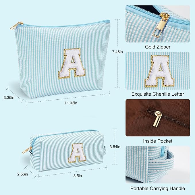 YOOLIFE Cute Makeup Bag for Girls - Cosmetic Bags for Women Initial Make Up Bag Personalized Gifts for Women Her | Bridal Shower Gifts Mothers Day Gift | Tween Girls Trendy Stuff K