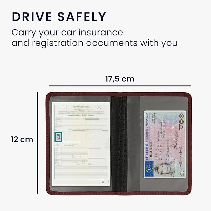 kwmobile Registration and Insurance Holder - Car Document Holder for Vehicle Documents and Cards - PU Leather - Black