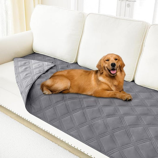 Smiry Waterproof Dog Bed Cover Blanket 30x70, Soft Reversible Pet Blanket, Washable Leakproof Cats Dogs Couch Cover for Sofa, Couch, Furniture, Lattice, Grey/Light Grey