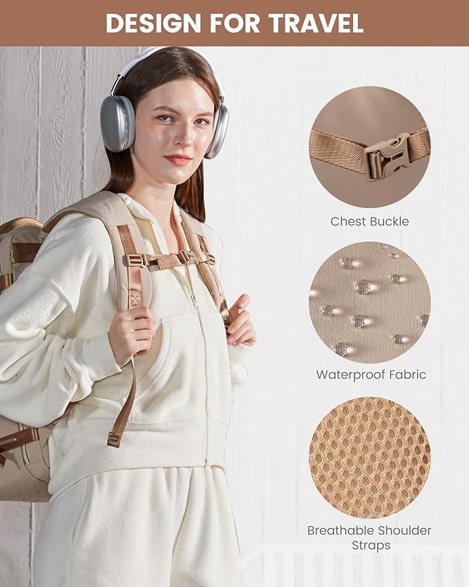 LOVEVOOK 50L Travel Backpack for Women & Men - 18 Inch Carry On Backpack & Personal Item Backpack for Airlines, Spacious and Durable Design, with 3 Packing Cubes