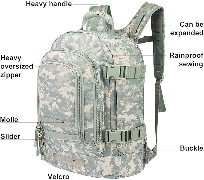 Greencity Laptop Backpacks Tactical 3 Day Expandable Bug Out Bag Classic Case Travel Hiking，ACU