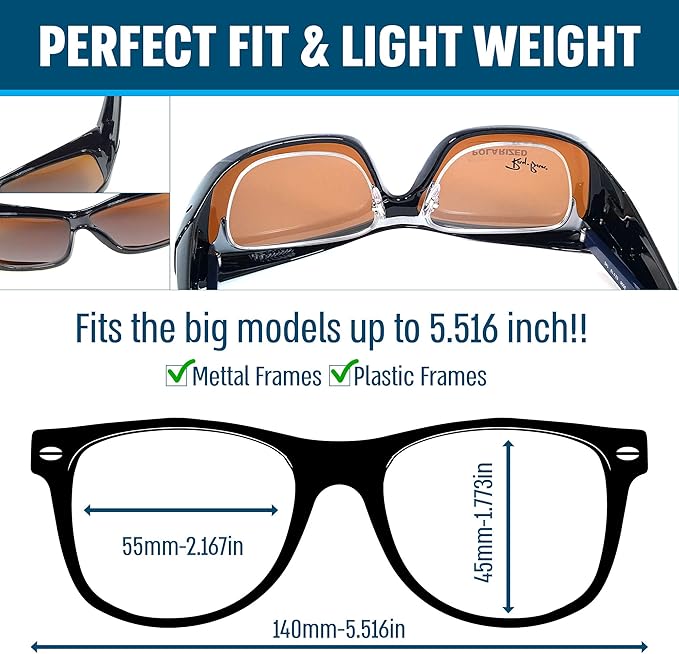 BLUE CUT Fit Over Polarized Sunglasses Solar Shield Sunglasses To Wear Over Glasses