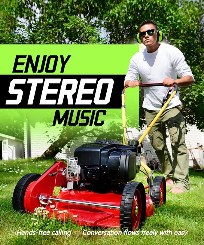 ZOHAN EM037 Bluetooth Hearing Protection,NRR 25dB Noise Reduction Ear Protection with 1500mAh Rechargeable Battery,Headphones with 40H playtime for Mowing, Snowblowing, Construction,Workshops