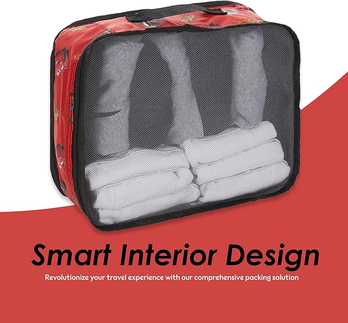 Disney Minnie Mickey Stitch Packing Cubes - Winnie the Pooh, Princess Cinderella, Cars, Toy Story 5 Piece Packing Cubes Compression - Travel Essential - Luggage Suitcase Organizer Set