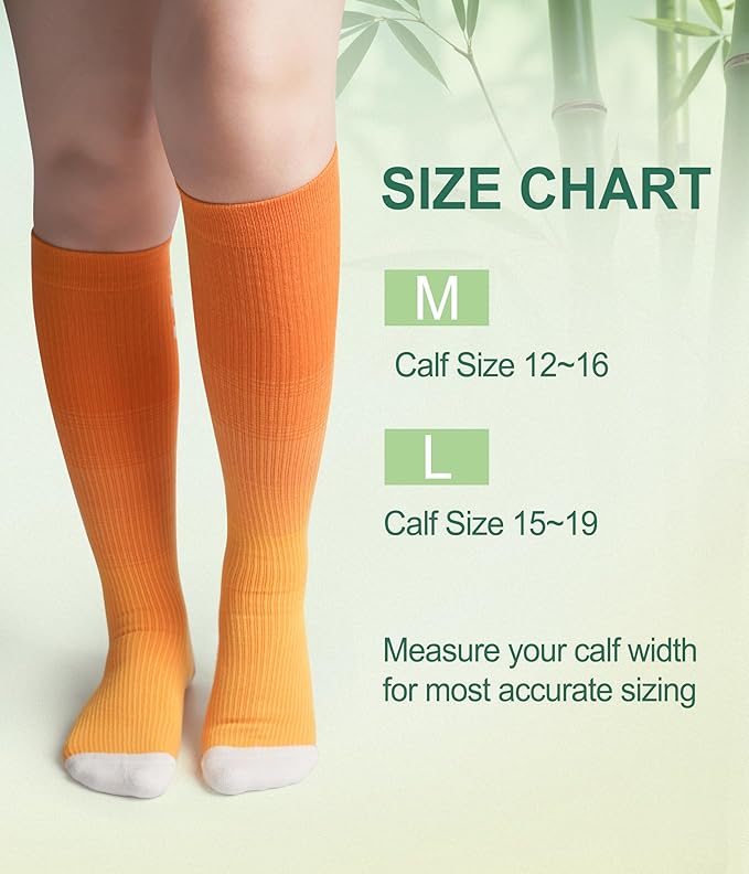 JODUCE 3 Pairs Compression Socks for Women, Bamboo Viscose 15-25 mmHg Knee High Support Socks for Pregnant Nurses Travel