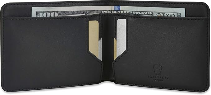 Vaultskin MANHATTAN Slim RFID Blocking Bifold Leather Wallet for Men - Minimalist Front Pocket Card Holder, Holds 9 Cards & Cash, Premium Italian Leather