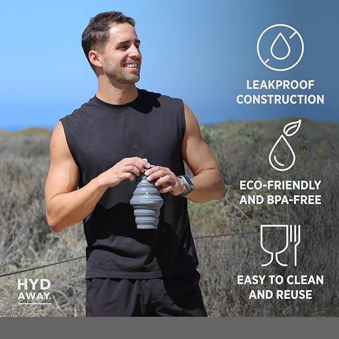 HYDAWAY 25oz Collapsible Water Bottle - BPA-Free, Leakproof, Lightweight, and Space-Saving - Perfect for Hiking, Travel, and All-Day Hydration