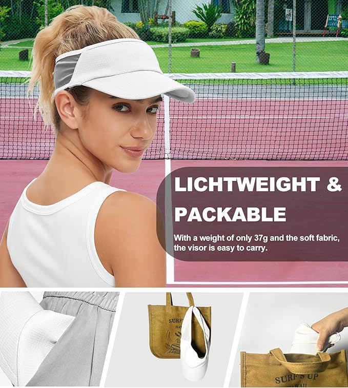 Sun Visor Hats for Men Women Lightweight Portable Stretchy Sun Hat for Running Tennis Golf