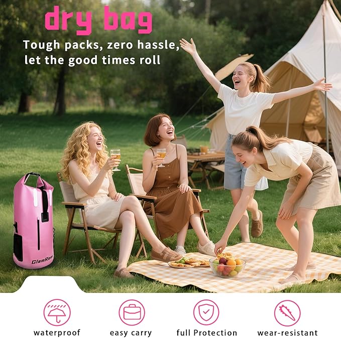 35L Dry Bag, Heavy Duty waterproof backpack for Women, wear-resistant material for kayaking, Hiking, Travel, Camping essentials, Survival & Beach with 2L dry bag