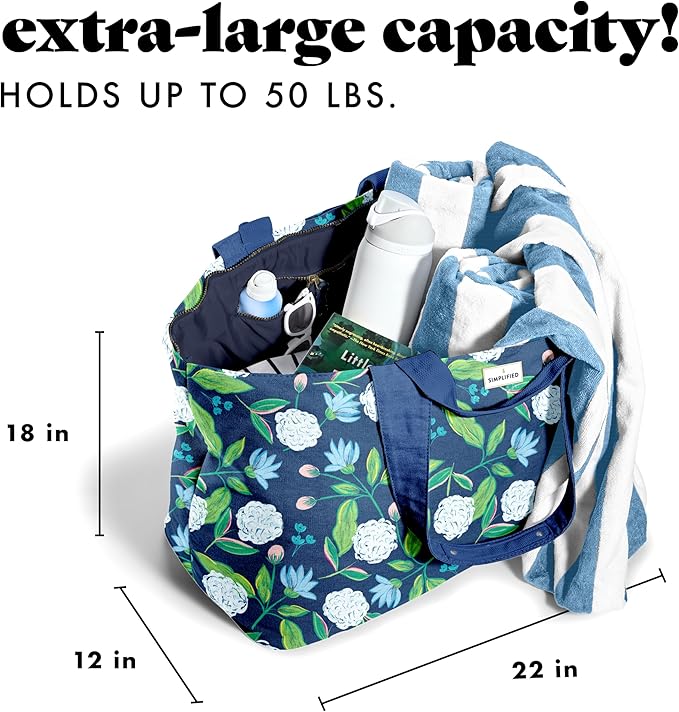 Fit & Fresh Large Beach Bag for Women - Extra Large Travel Tote With Pockets