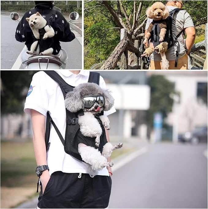 Dog Front Carrier Backpacks for Small Dogs, Legs Out Pet Carrier Sling Backpack with Adjustable Padded Ventilated Shoulder Straps, Easy-Fit for Traveling Hiking Camping,Large
