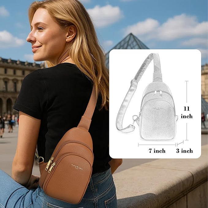 INICAT Crossbody Sling Bags Fanny Packs Valentine's Day Gifts Vegan Leather Travel Vacation Essentials Purses Women