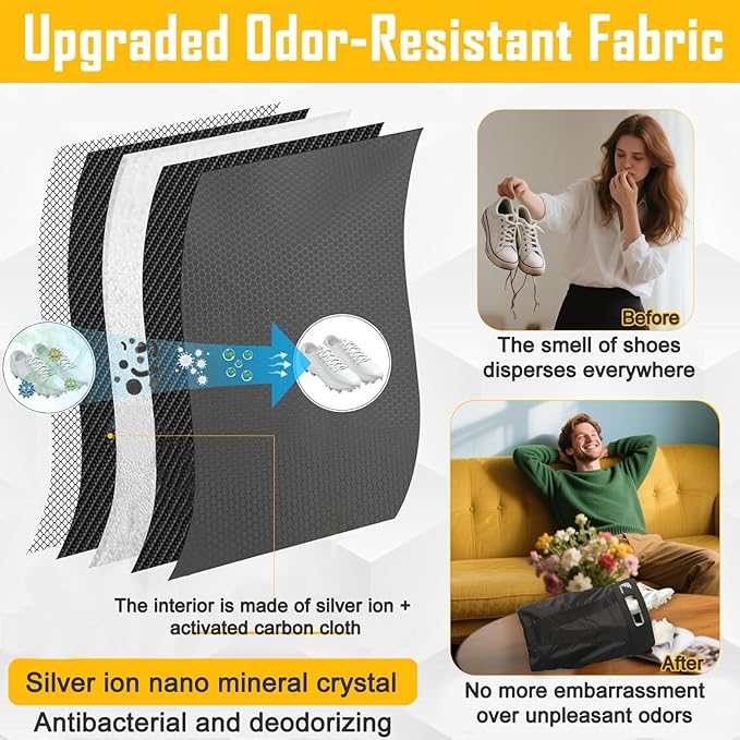 Shoe Bag，Shoe Bags for Travel，Golf Shoe Bag，Cleat Bags for Sports Smell Proof，New Upgraded Waterproof, Anti-odor, Remove odor（Double magnetic closure design）