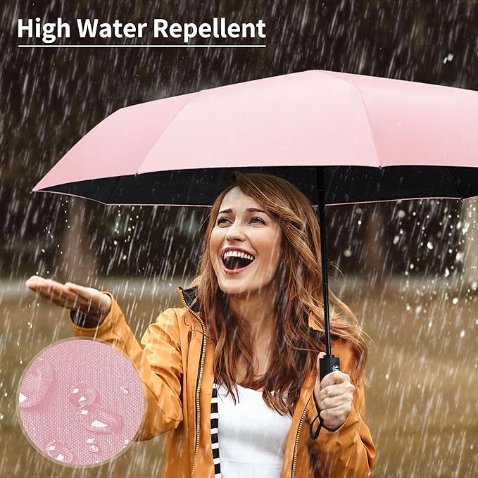 Seniny Windproof Travel Umbrella, Automatic Umbrellas for Rain, Portable & Compact Umbrellas for Backpack, Strong UV for Protection, Folding Small Sun Umbrella for Car, Walking