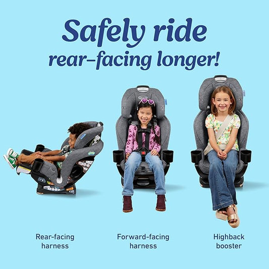Graco Extend2Fit 3-in-1 Convertible Baby Car Seat, Rear and Forward Facing, Adjustable Extension Panel for Extra Legroom, Ashten