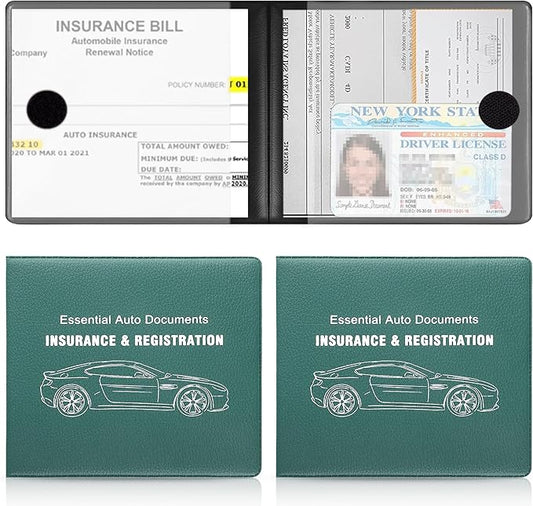 UYYE Car Registration and Insurance Card Holder, Vehicle Glove Box Car Organizer, Interior Car Accessories for Documents, Cards, License - 2 Pack