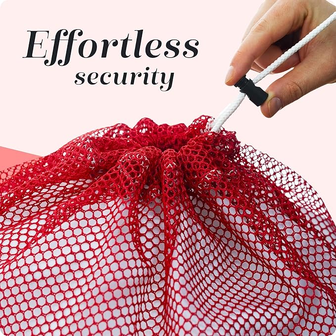 Handy Laundry Mesh XL Laundry Bag - Durable, Machine Washable with Secure Drawstring Closure - Perfect for College Dorms, Laundromats, Apartments (Red, Large 24" x 36")