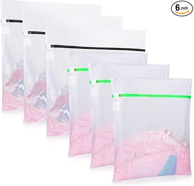GOGOODA Mesh Laundry Bags, Delicates Washing Bags for Sweater Blouse Hosiery Bras Premium Wash Bags for Travel Storage Organization (6 Set)
