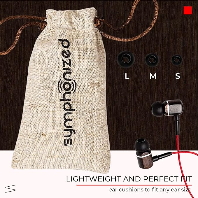 Symphonized MTRX Premium Genuine Wood In-ear Noise-isolating Headphones with Mic and Nylon Cable (Red)