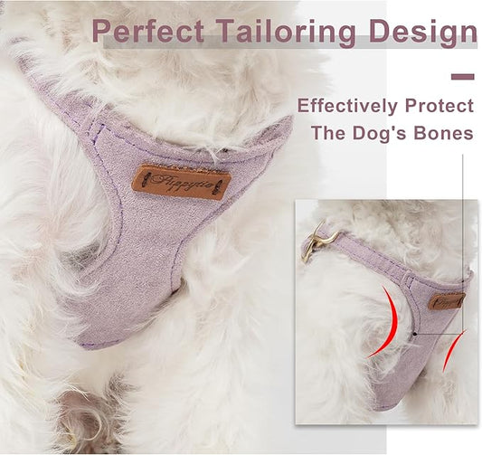 Puppytie No Pull Small Dog Harness with Multifunction Dog Leash,Lightweight Soft Adjustable No Choke Escape Proof Pet Harness Vest Pet Harness Vest,Light Purple,S