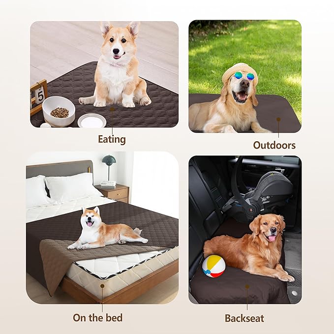gogobunny 100% Double Sided Waterproof Dog Blanket Soft Pet Bed Cover Reversible Protect Furniture Couch Sofa Car for Puppy Large Dog Cat (Dark Coffee/Light Coffee, 82x120 Inch (Pack of 1))