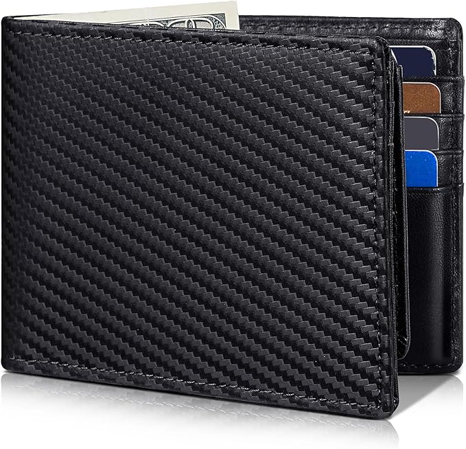 Artpaxy Mens Wallet Genuine Leather Bifold RFID Blocking Wallet for Men with 2 ID Windows 12 Card Holders 2 cash pockets 1 Gift Box