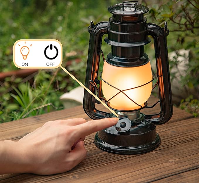 YAKii LED Vintage Flame Lantern Metal Outdoor Hanging Lantern with Dancing Flame Battery Operated Halloween Outdoor Indoor Decoration(Black Pack of 2)