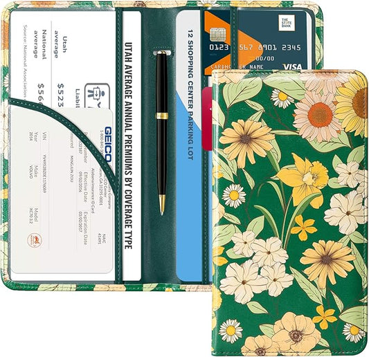 CoBak Car Registration and Insurance Holder - Vehicle Glove Box Car Organizer,Auto Truck Comparment Accessories Case with Magnetic Closure for Driver License,Cards