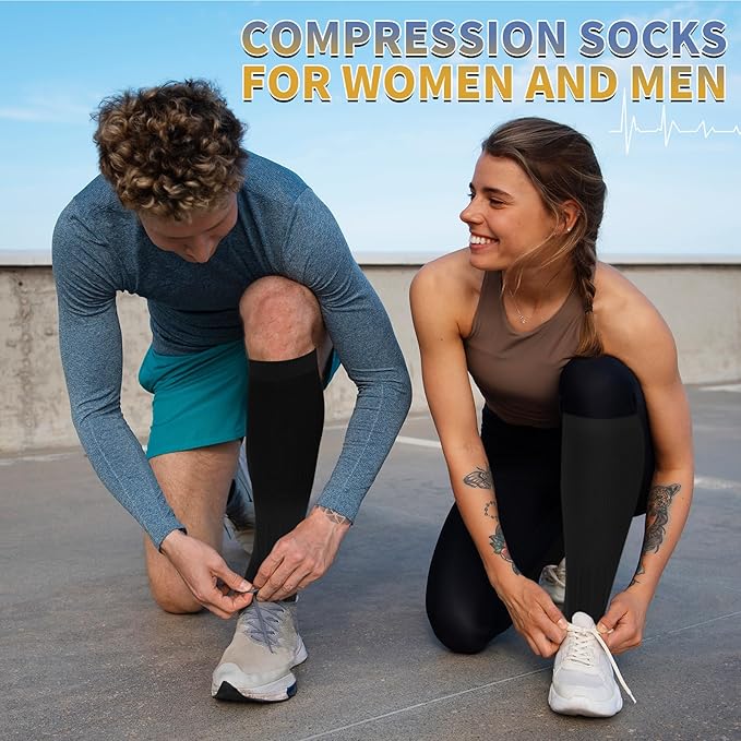Graduated Copper Compression Socks for Men & Women Circulation 8 Pairs 15-20mmHg - Best for Running Athletic Cycling