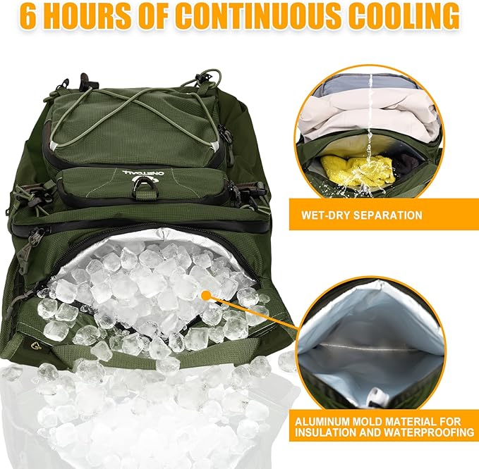 ONETOALL Hydration Backpack 22L, Hiking Backpack with 2L Leakproof Bladder, Sewn-in Rain Cover, Insulated Compartment for Men & Women Running, Cycling, Camping