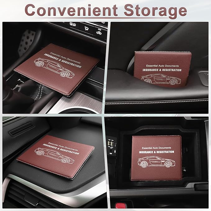 UYYE Car Registration and Insurance Card Holder, Vehicle Glove Box Car Organizer, Interior Car Accessories for Documents, Cards, License - 2 Pack