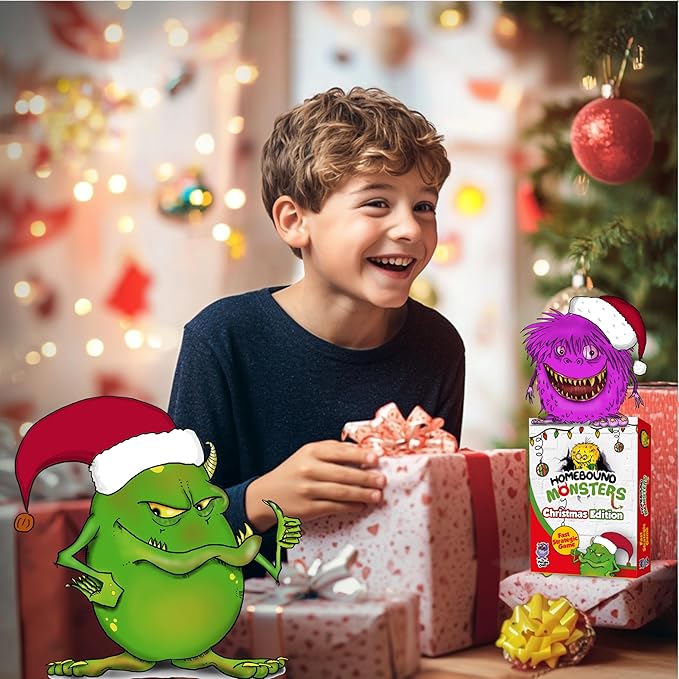 Kids Christmas Stocking Stuffers. Homebound Monsters – Christmas Edition. Small Stocking Stuffers for Kids 8-12. Easy and Fun Family Card Games and Winter Getaways. 2 Players