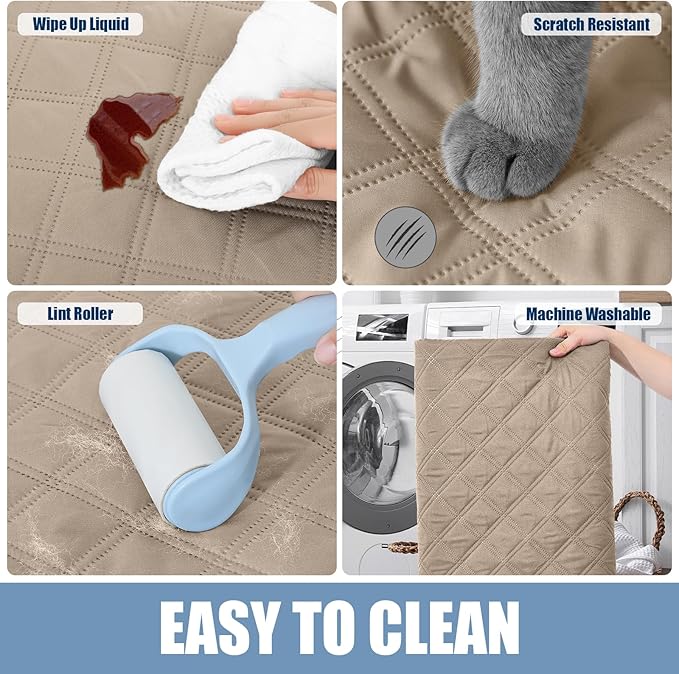 Smiry Waterproof Dog Bed Cover Pet Blanket, Soft Washable Dog Blanket for Furniture Bed Couch Sofa Reversible, Checkered (40"x90", Taupe/Taupe)