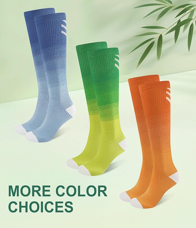 JODUCE 3 Pairs Compression Socks for Women, Bamboo Viscose 15-25 mmHg Knee High Support Socks for Pregnant Nurses Travel