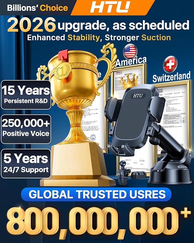 2025 Ultimate Car Phone Holder【80+LBS Strongest Suction & Military-Grade】 Universal Cell Phone Holder Truck Car Mount for Dashboard Windshield Air Vent for iPhone 17 16 Pro Max 15 Samsung 2pcs,Black