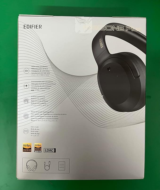 Edifier W820NB Plus Hybrid Active Noise Cancelling Headphones - LDAC Codec - Hi-Res Audio - Fast Charge - Over Ear Bluetooth V5.2 Headphones for Travel, Flight, Train, and Commute- Gray
