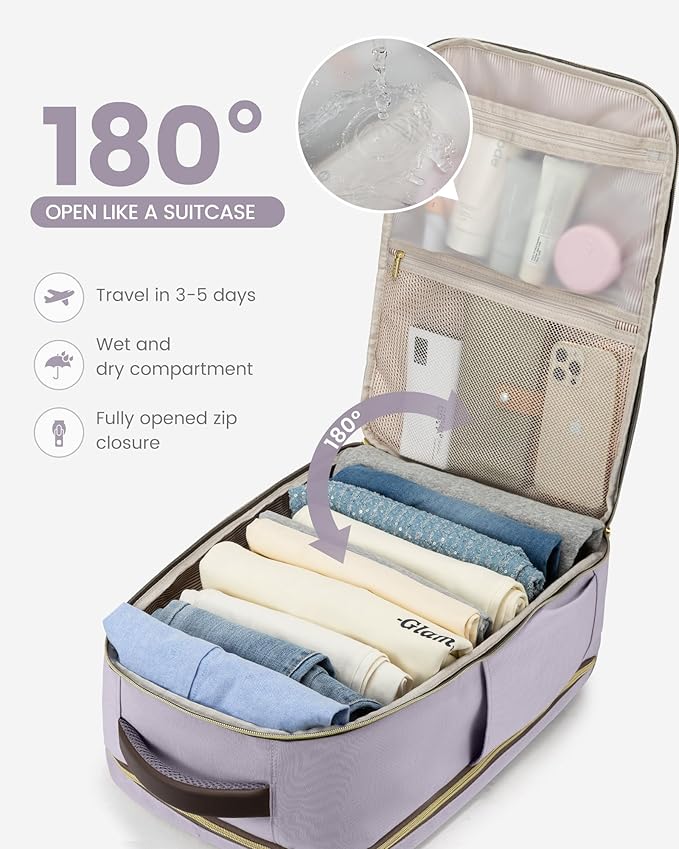 LOVEVOOK 40L Travel Backpack for Women & Men - 17.3 Inch Carry On Backpack & Personal Item Backpack for Airlines, Spacious and Durable Design, with 3 Packing Cubes