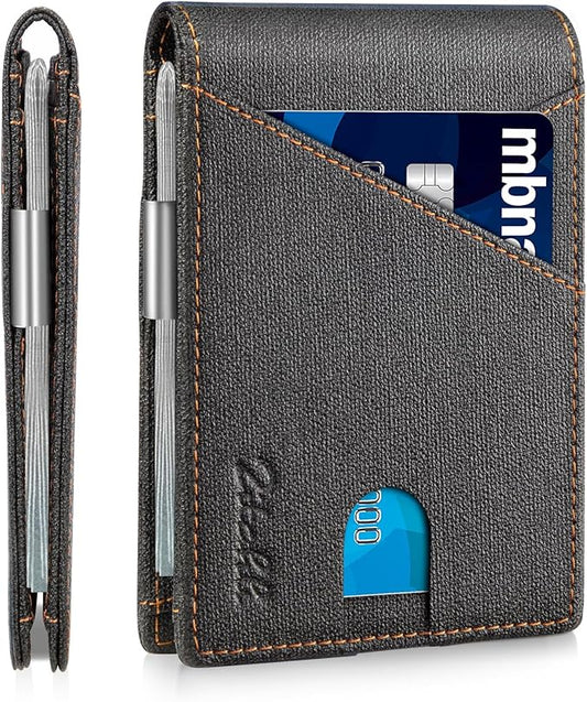 Zitahli Wallet for Men - with Money Clip Slim Leather Slots Credit Card Holder RFID Blocking Bifold Minimalist Wallets with Gift Box