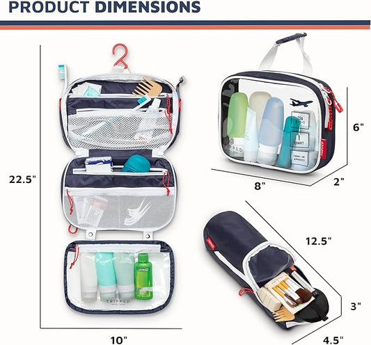 Toiletry Bag Kit Set: Hanging Travel Toiletry Bag + 311 TSA Cosmetic Liquid Bag + Ultralight Accessory Organizer Pouch