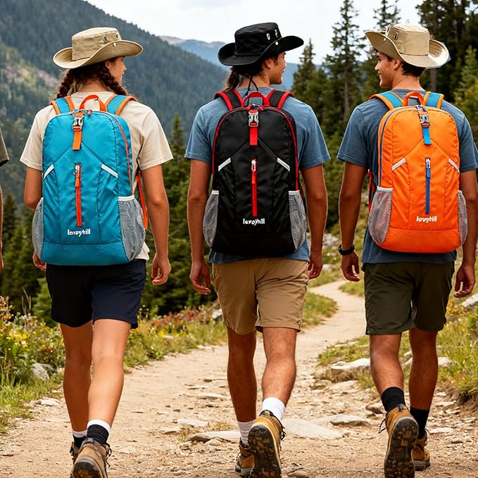 25L Foldable Hiking Backpack Lightweight Packable Basic-Daypack Collapsible Bag Water-Resistant Travel Men Women Camping Cycling Outdoor (Lake Blue)