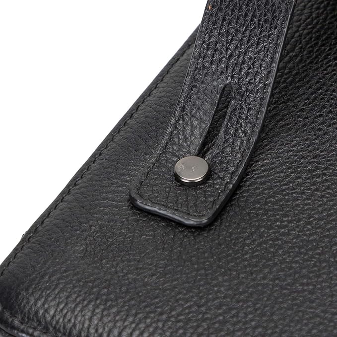 Medicine Handmade Leather Cable Organizer Bag – Full-Grain Leather Travel Tech Case for Cords, Chargers & Accessories – Zippered Storage for Men & Women (Black)