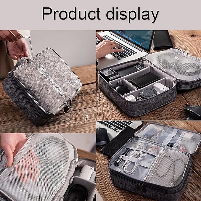 Electronics Organizer, Jelly Comb Electronic Accessories Cable Organizer Bag Waterproof Travel Cable Storage Bag for Charging Cable, Power Bank, iPad